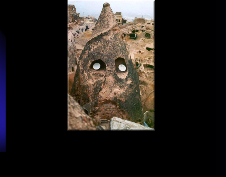 Fairy Chimney in Asagi Mahalle of Historic Uchisar, inhabited by a Family with 3 Children until today.