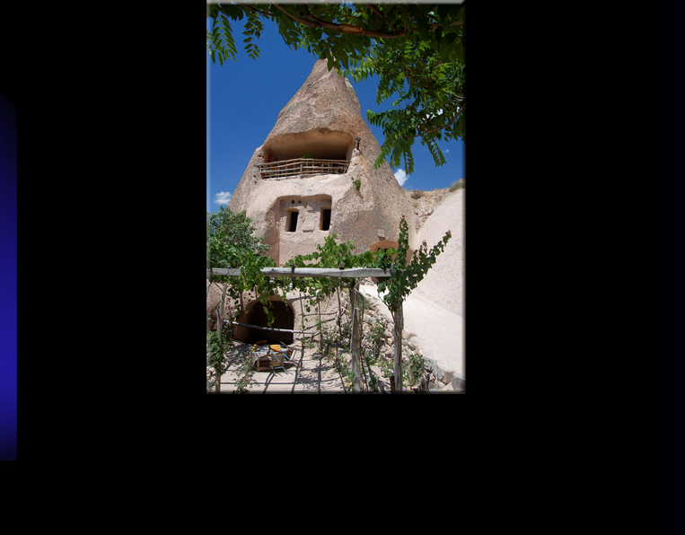 Inhabited Fairy Chimney; former Family Home and todays Teagarden "Typical Turkish House". 