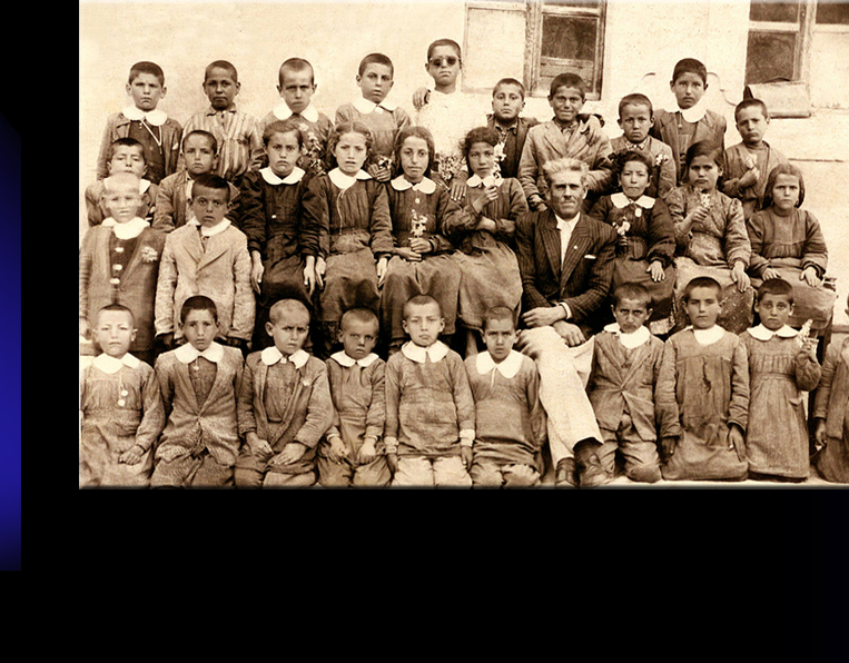 School Class from old Village School of Uchisar. Photo from Collection of Murtaza Bogazli from Uchisar Municipality, taken in the 1950th.