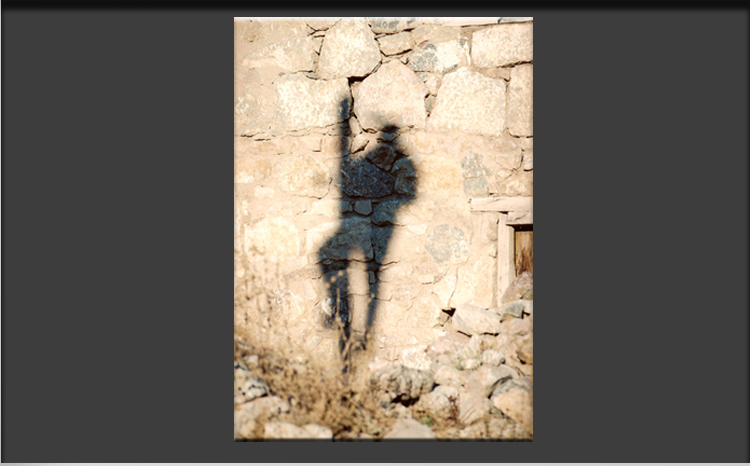 Central Anatolian Mountain Chain, Mountain Village, Shadow of a working Man on the stone wall