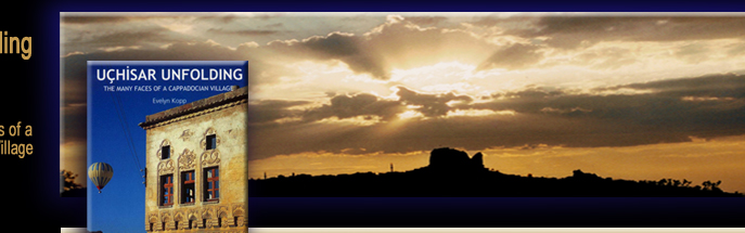 Sunset behind Castel of Uchisar (Kale), the highest point in Cappadocia.